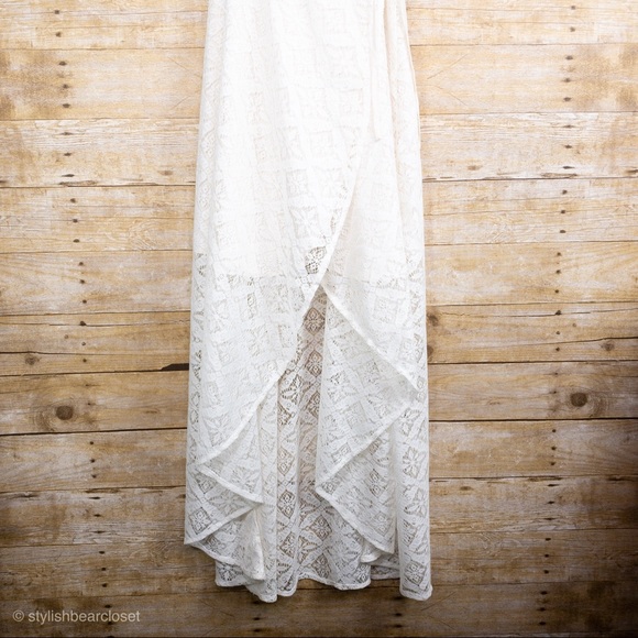 Abercrombie & Fitch Lace Wrap Dress Ivory Small - Picture 5 of 8